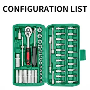 53/46-piece heavy-duty PC socket set, 6-angle design, ratchet wrench DIY tool set, suitable for car, ship, and motorcycle repair tool set Universal