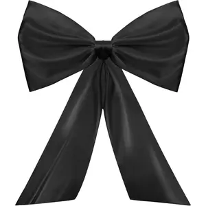 Large Black Bow Decor for Room, Gaint Satin Ribbon Bow Decorations for Christmas Tree Birthday Party Backdrop Wall Decor Wedding Bridal Bachelorette Graduation Supplies