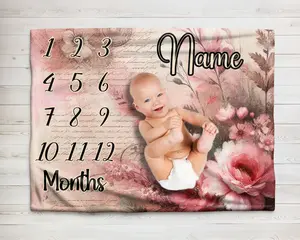 Personalized milestone floral blankets & throws