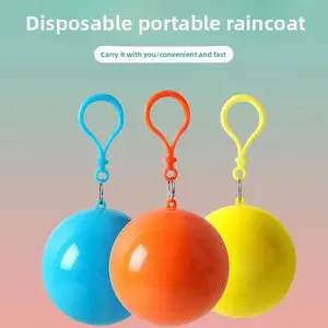 Portable Disposable Raincoat Compressed Ball Pocket Outdoor Unisex Adult Travel Rafting Hangable Rain Poncho