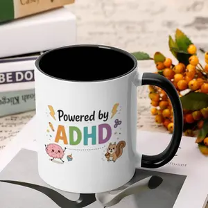 Powered By ADHD Funny Squirrel Brain Coffee Mug | I Came I Saw I Forgot What I Was Doing ADHD Humor Cup, Gift For ADHD Friend Neurodivergent Coworker Funny Office Coffee Cup