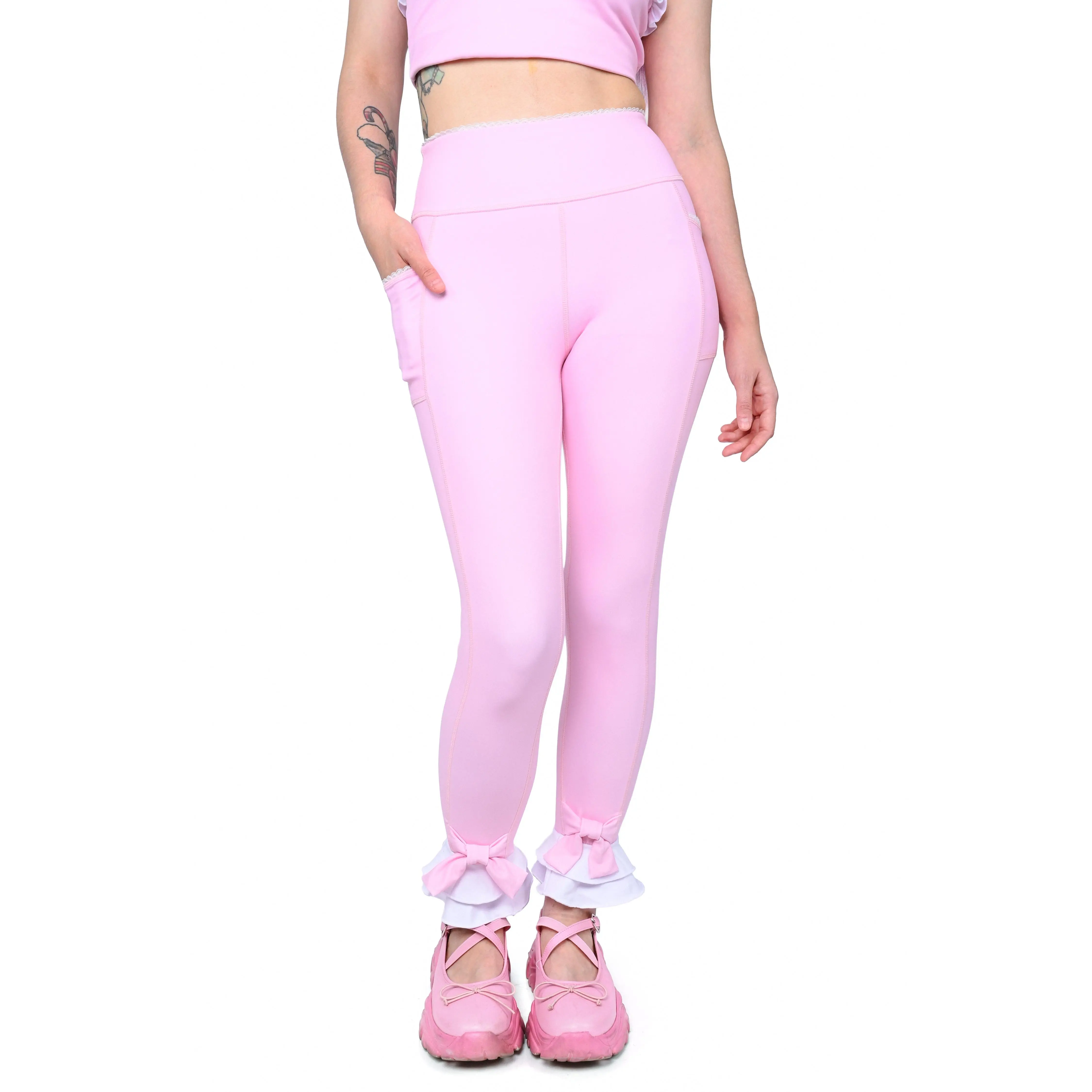 Pink Ruffle Leggings