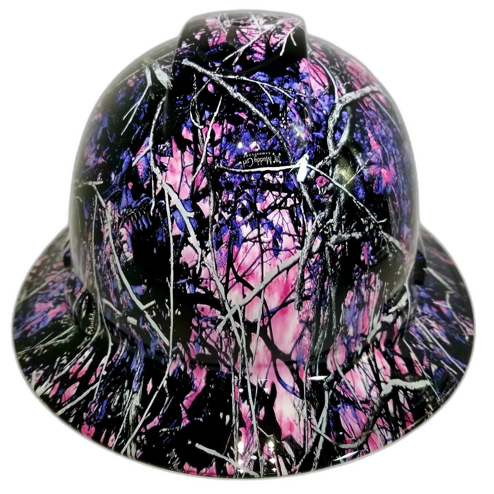 Pink Purple Woodland Camo - Custom Hydro Dipped Full Brim Hard Hat