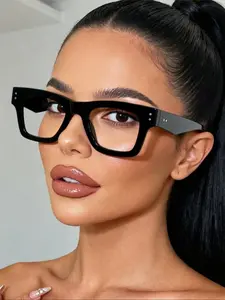 Women's Fashion Casual Classic Flat Lens Glasses, Elegant High Iq Style, Durable Frame, Ultra-Light Design for Work & Daily Use