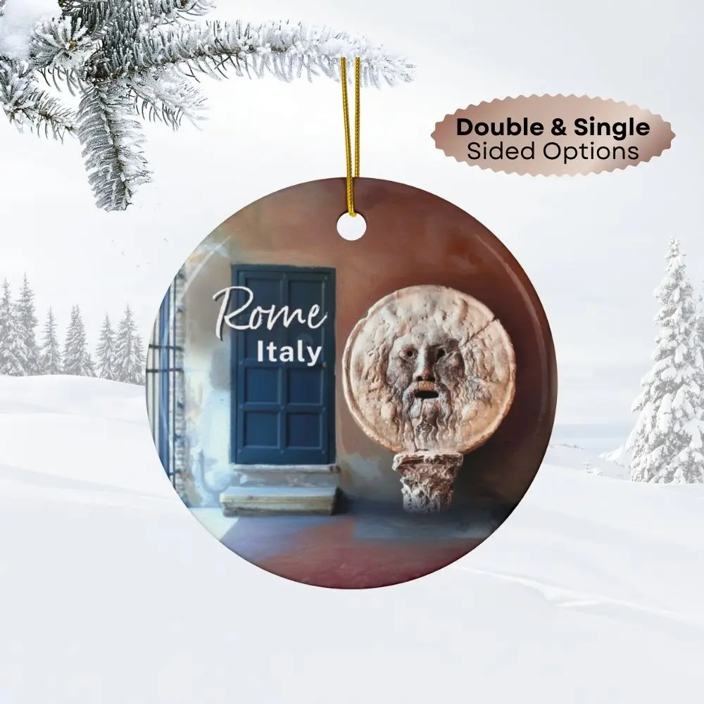 Rome Italy Bocca della Verità  Ornament | Christmas Keepsake | Artist-Created Ceramic Souvenir