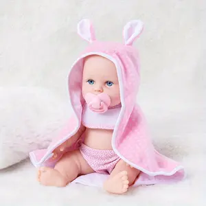 DEARBEI 12 inch simulation doll set, including doll, clothes, cloak, and bottle. Pacifier, newborn baby doll, children's toy, suitable for dress up games, limbs movable, washable, birthday gift, Christmas gift, Valentine's Day gift, Easter toy