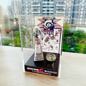 American Football Championship Trophy Set, Beautiful Display Box, Perfect Sports Award Replica, Ideal Gift for Sport Lovers, High-Quality Design 1969/1986/2010/2014