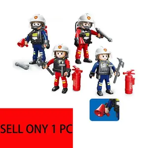1 Pack Plastic Building Block Firefighter Theme Mini Figures Set – Includes Fire Motorcycle, Ladder Truck, Fire Engine, Firefighting Gear & Rescue Equipment – Creative Gift for Friends for Birthday, Christmas, Halloween or Any Occasion
