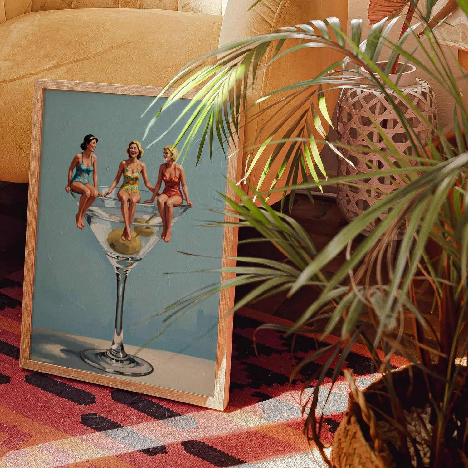 Quirky Dirty Martini Print: Vintage-Inspired Poolside Cocktail Art