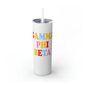 Gamma Phi Beta Skinny Tumbler with Straw, 20oz