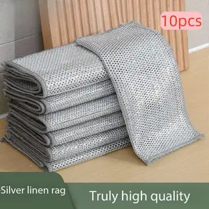 Stainless Steel Dishcloth, 10pcs Multifunctional Wire Dishcloth, Dishwashing Cloth, Kitchen Scrubbing Wire Cleaning Cloth, Kitchen Cleaning Tool for Home Dormitory Dining Room, Home Cleaning Products