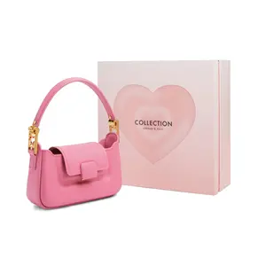 Charles & Keith Sweetheart Square Buckle Leather Crossbody Handbag for Women in Pink