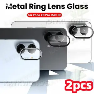 KAYKWONG'S 2-Pack Rear Camera Glass Protector For Xiaomi Poco X8 Pro/x8promax, Metal Ring Lens Pad, Bubble-Free Easy Install, /silver/multi-Color