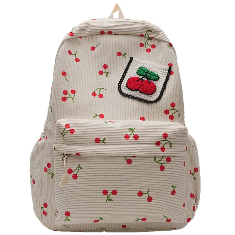 2026 New Vintage School Bag Cute Cherry Large Capacity School Bag
