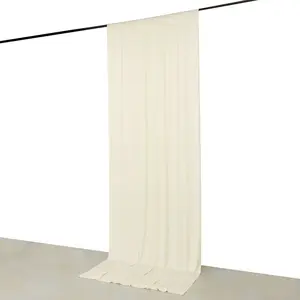 Ivory 4-Way Stretch Spandex Event Curtain Drapes, Wrinkle Free Backdrop Event Panel with Rod Pockets - 5ftx12ft
