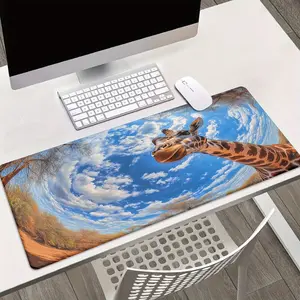 1pc Giraffe in circular view Patterns HD Printed Pad for Desk, Multi Functional XXL Mousepad, Keyboard Gaming Mouse Mats, Office Computer PC Gamer Desk Mat.Gifts for Family Friends