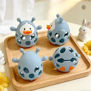 Duck Design Teether, Hollow Out Teething Relief Toy, Baby Teether Ball, Food Grade Silicone Teether, Baby Teething Toy, Sensory Teether