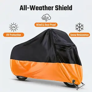 Waterproof Motorcycle Cover with Lock Hole & Storage Bag – UV Protection Dustproof Windproof All-Weather Cover for Outdoor Use, Fits Most Bikes 104″x49″x41″