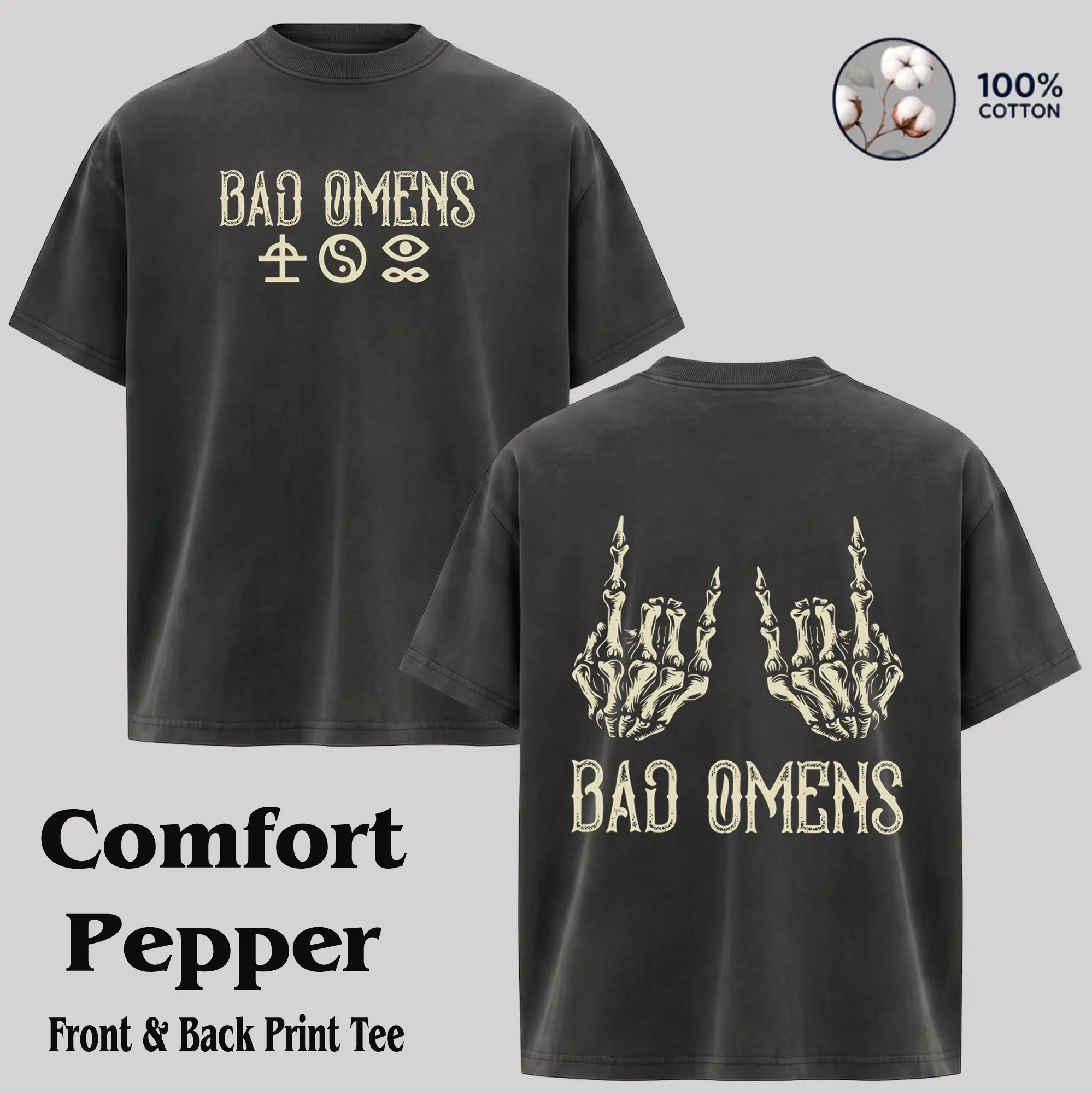 Bad Omens Band Mens Short-Sleeve T-shirt - Fitted Casual Retro Piece, Alternative Grunge Aesthetic, 90s Vintage Graphic, Trending Streetwear Merch Menswear