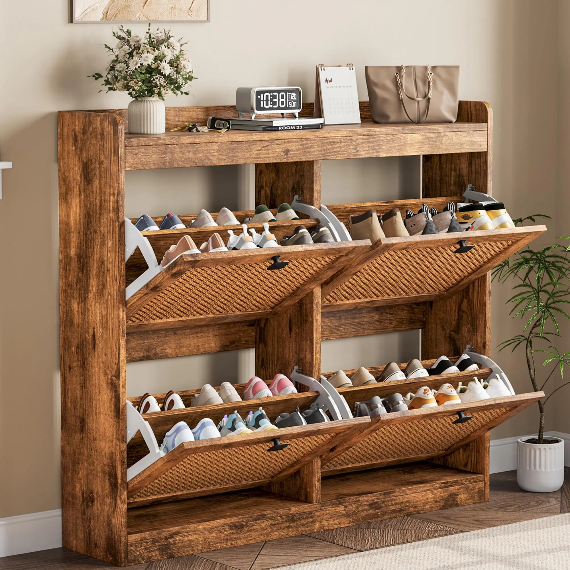 Garvee Shoe Cabinet with 4 Flip Drawers