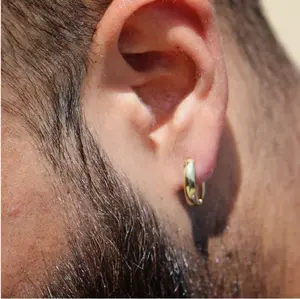 5-9mm Women Men Real S925 Sterling Silver Solid Classic Thick Hoop Huggie Earring Stud