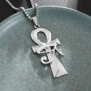 GGIRL Creative Eye Of Horus Cross Pendant Necklace For Men And Women, Ancient Egyptian Lucky Amulet Punk Jewelry Gift