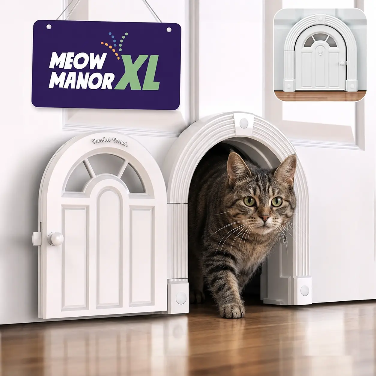 XL Meow Manor Interior Cat Door - Lockable, No Flap, Easy Installation, Spacious Kitty Door for Cats Up to 30 lbs