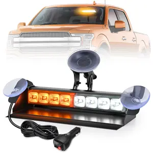 Nilight 8 LED Traffic Advisor Strobe Light Bar with Suction Cup, Windshield Mount Safety Flashing Visor Light for Construction Utility Work Vehicles