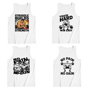 Bodybuilding Motivational Quote Muscle Man Print Tank Top, Gym Fitness Workout Wear, For Bodybuilders & Gym Lovers, Breathable Athletic Sleeveless Vest