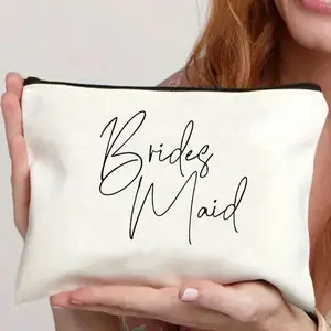 1pc Bride Wedding Day Emergency Kit Makeup Bag - Personalized Polyester Cosmetic Pouch, Lightweight Zippered Organizer, Machine Washable, Fade Resistant, Foldable - Fashion Style White Toiletry Bag
