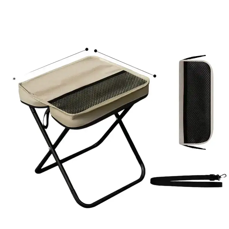Telescoping Foldable Stool, Ultra-Light Aluminum Adjustable Seat for Camping, Picnicking, and BBQ Parties - Unisex Portable Seat with Storage Bag, Compact, Outdoor Bbq