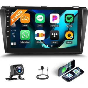[2+64G] Android  Car Stereo for Mazda 3 2004-2009 with Wireless Carplay Android Auto,9" Touchscreen Car Radio with WiFi GPS Mirror Link Bluetooth EQ FM RDS SWC + Backup Camera