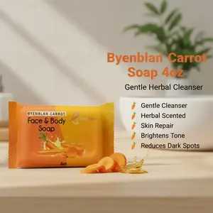 BYENBLAN Heart-Shaped Carrot Face & Body Cleanser Soap, 7oz - Vitamins-Infused, Brightening, Hydrating, Acne Treatment, Alcohol-Free Body Care Bar, Daily Use, 24-Month Shelf Life