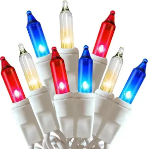 Patriotic 4th of July Mini String Lights - 100 Count, 21ft White Wire, UL Certified, Indoor/Outdoor Home Festive Party Decorations (Red, White, Blue)