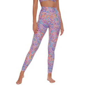 SILVERWIND Violet Moonlight High-waisted Leggings, Made from Recycled Plastic Bottles, Designer Creation, Yoga Pilates Outdoor Gym Fitness Running Wear for Women, Casual Comfy Elastic Waist Skinny Breathable Stretchy Summer Pants, Unique Patterned Pants