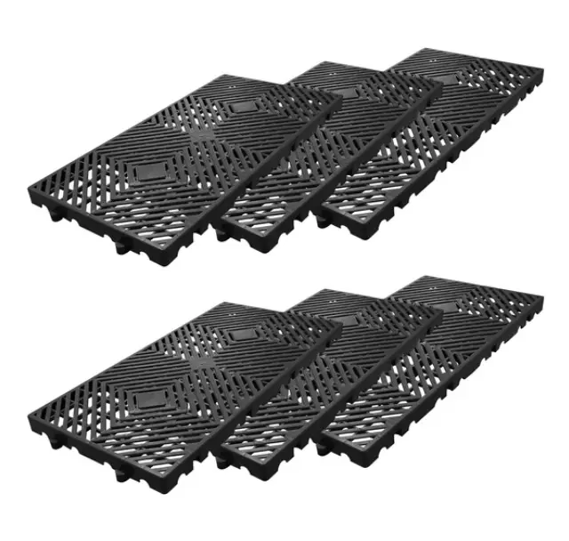 Heavy Duty Plastic Pallets 23.6"x11.8" Interlinked Modular Grid Floor Pallet Roll for Basement Garage Storage, 6 Pack