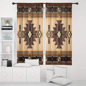 2-piece set, 2D flat printing, home decoration curtains, Bohemian style digital printing living room curtains, semi-transparent curtains, privacy protection curtains for bedrooms and living rooms