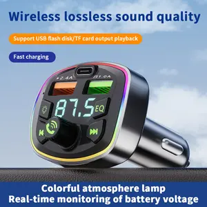 Wireless Car MP3 Player with FM Transmitter 7 Color Effects Dual USB Ports 3.1A Fast Charging No External Battery Required Car Charger