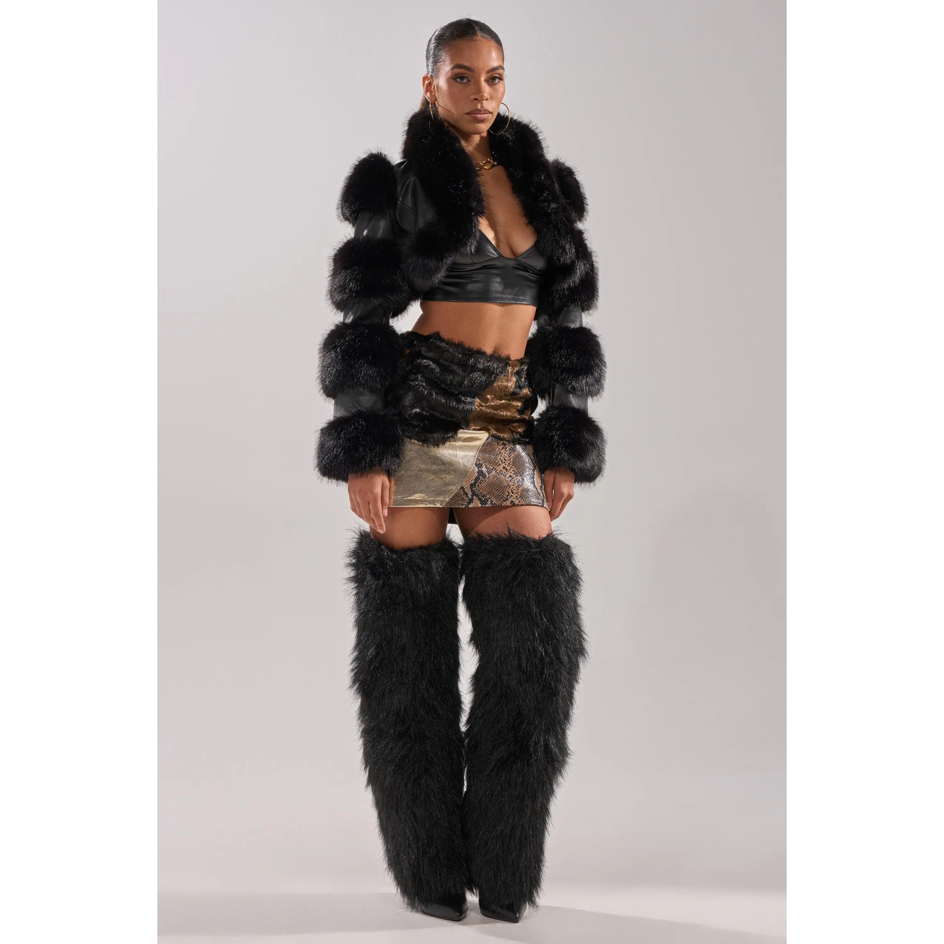LOVERGIRL ULTRA CROP FUR TRIM MOTO - TikTok Shop