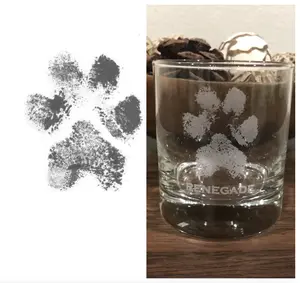 Actual Paw Print Engraved Glass, Pet Memorial Gift, Dog Loss Gift