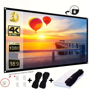 60-Inch 4K Projector Screen, Portable & Foldable Movie Projection Screen, HD Wrinkle-Resistant Durable Display, No Electronics Included