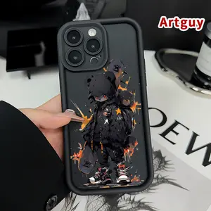 Case for iPhone 17 Pro 16 E Max 15 Plus 14 13 12 11 XS XR Air mini Skate Bear Drop Protection Shockproof Soft Silicone smartphone Cover