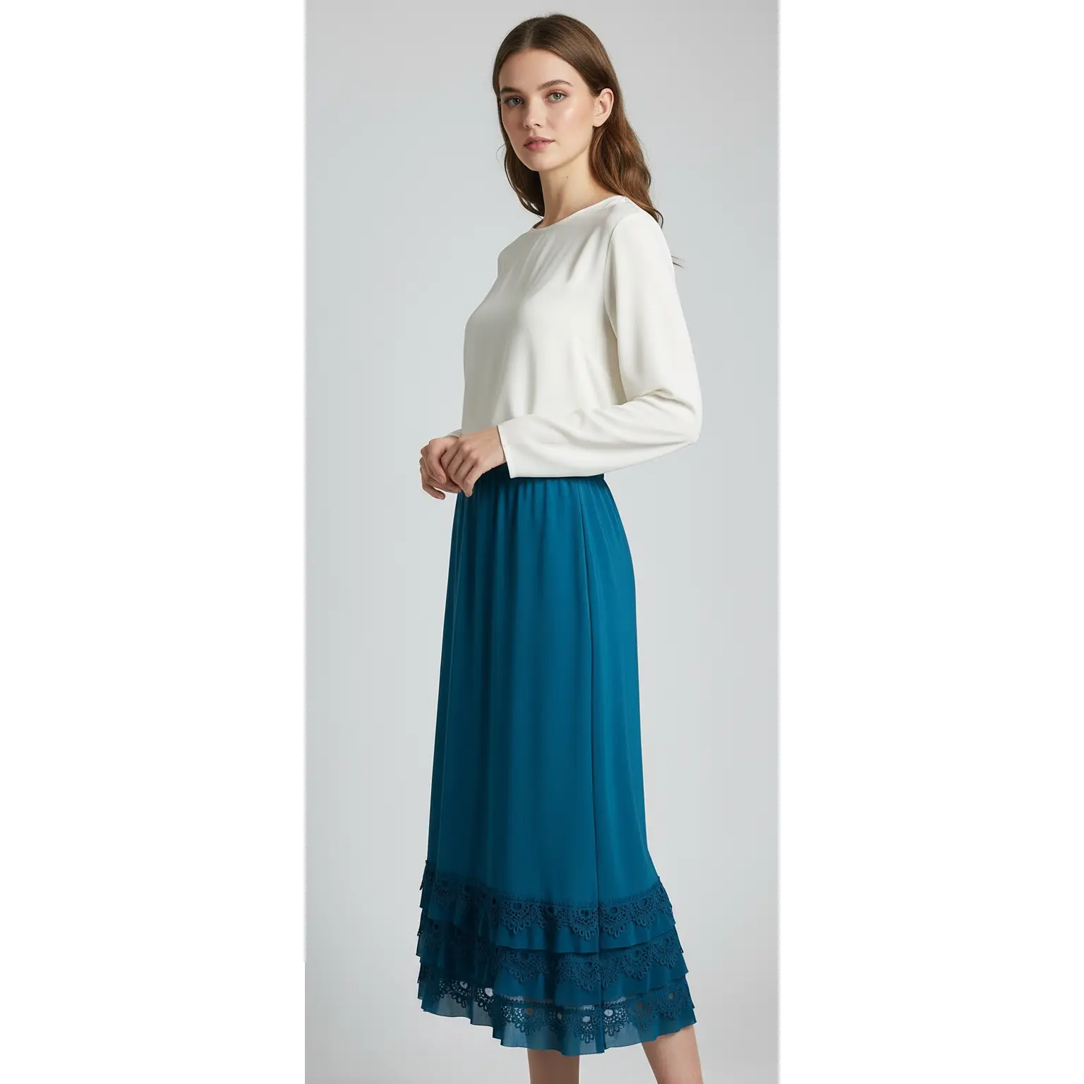 Teal Crochet Bottom Skirt