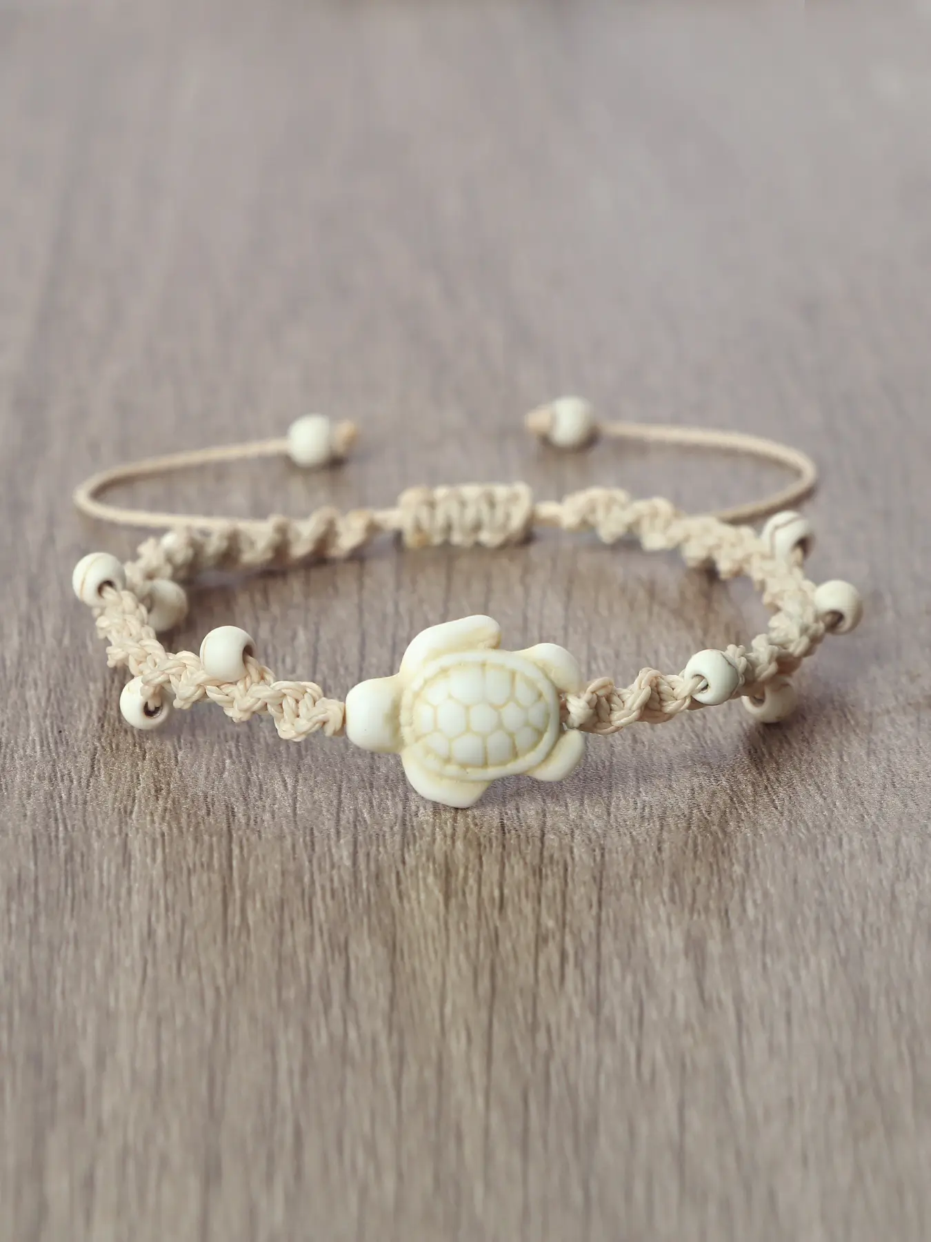 Handmade Wax Thread Woven Bracelet, Adjustable Matte Stone Turtle Design, Unisex Fashion Jewelry Gift for Friends, Bohemian Bracelets