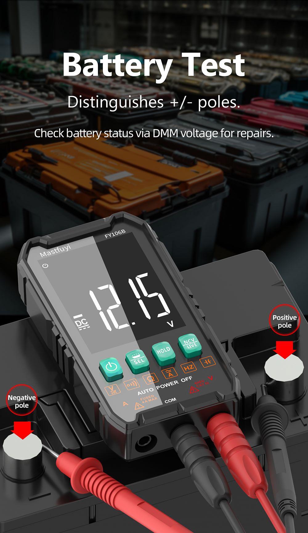 FY106 Smart Multimeter Mini Digital Multimeter 3999Counts Auto-Ranging CAT III 600V Professional Voltage Multimeter Multimeter Test Leads Multimeter Tester
