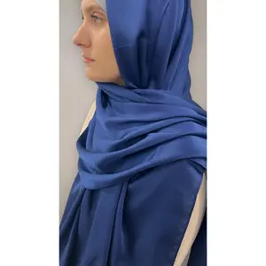 Satin Silk Hijab - Navy