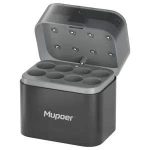 AA Battery Charger for NiMH & Lithium Battery【Charger ONLY】 | 8-Bay Rechargeable Battery Hybrid Charger for Double A,Smart AA Chargers | Cargador de Pilas Recargables,Integrated Charging Storage Box Gray