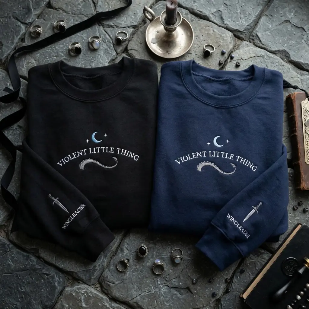 Embroidered Violent Little Thing Sweatshirt, Wingleader Dragon Rider Hoodie, Fantasy Bookish Apparel, Basgiath War College Gift