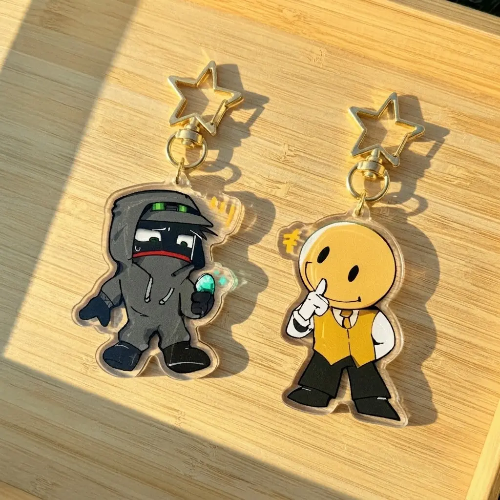 Verity Mob Minecraft Keychain Acrylic Charms - Something Is Knocking At Your Door Minecraft ARG Keyrings - Cute, Durable, And Perfect For Bags, Keys, Or Gifts. Great For Daily Use Or As Thoughtful Little Gifts For Your Friends And Yourself.