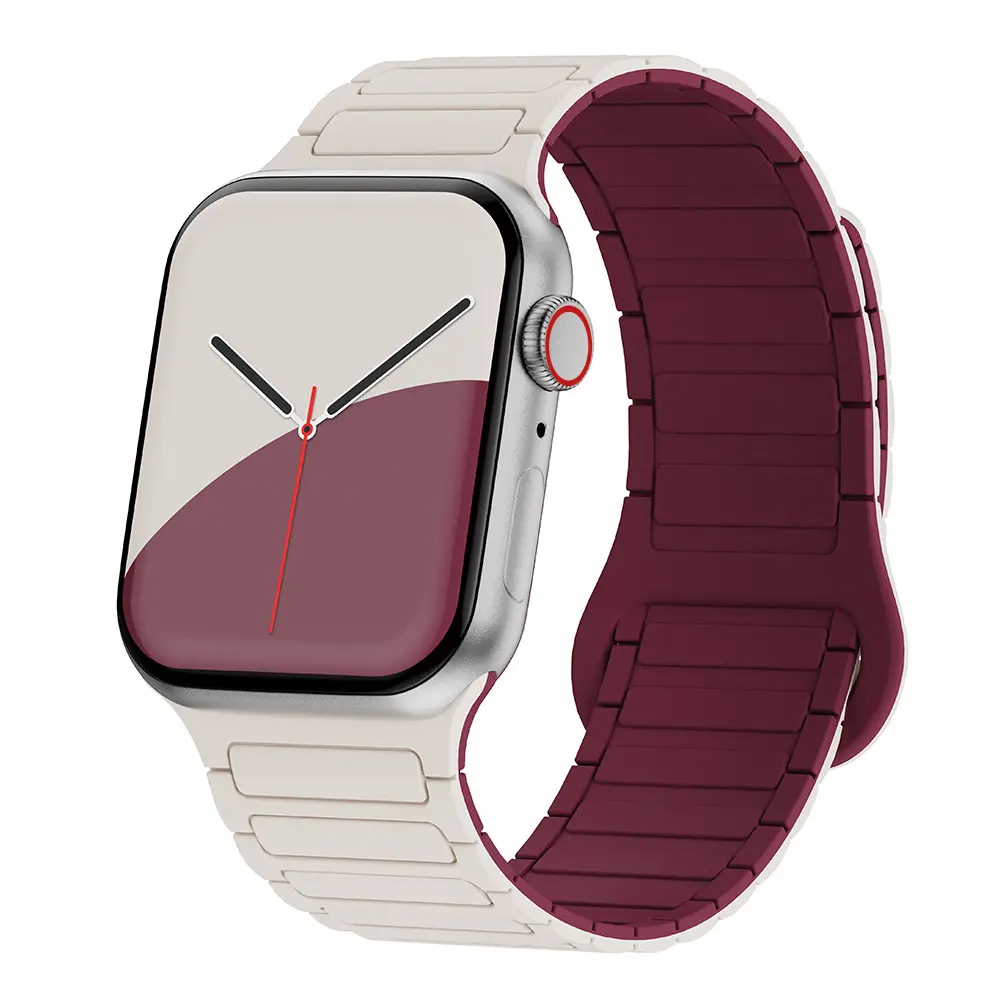 BROULIT Smartwatch Compatible Band for Apple Watch S10 Series 38/40/41/42(S10)mm, 2-Tone Silicone Magnetic Loop Adjustable Replacement Strap for iWatch 9 Ultra 2, Wearable Tech Accessories, 3 Plant, Back to School